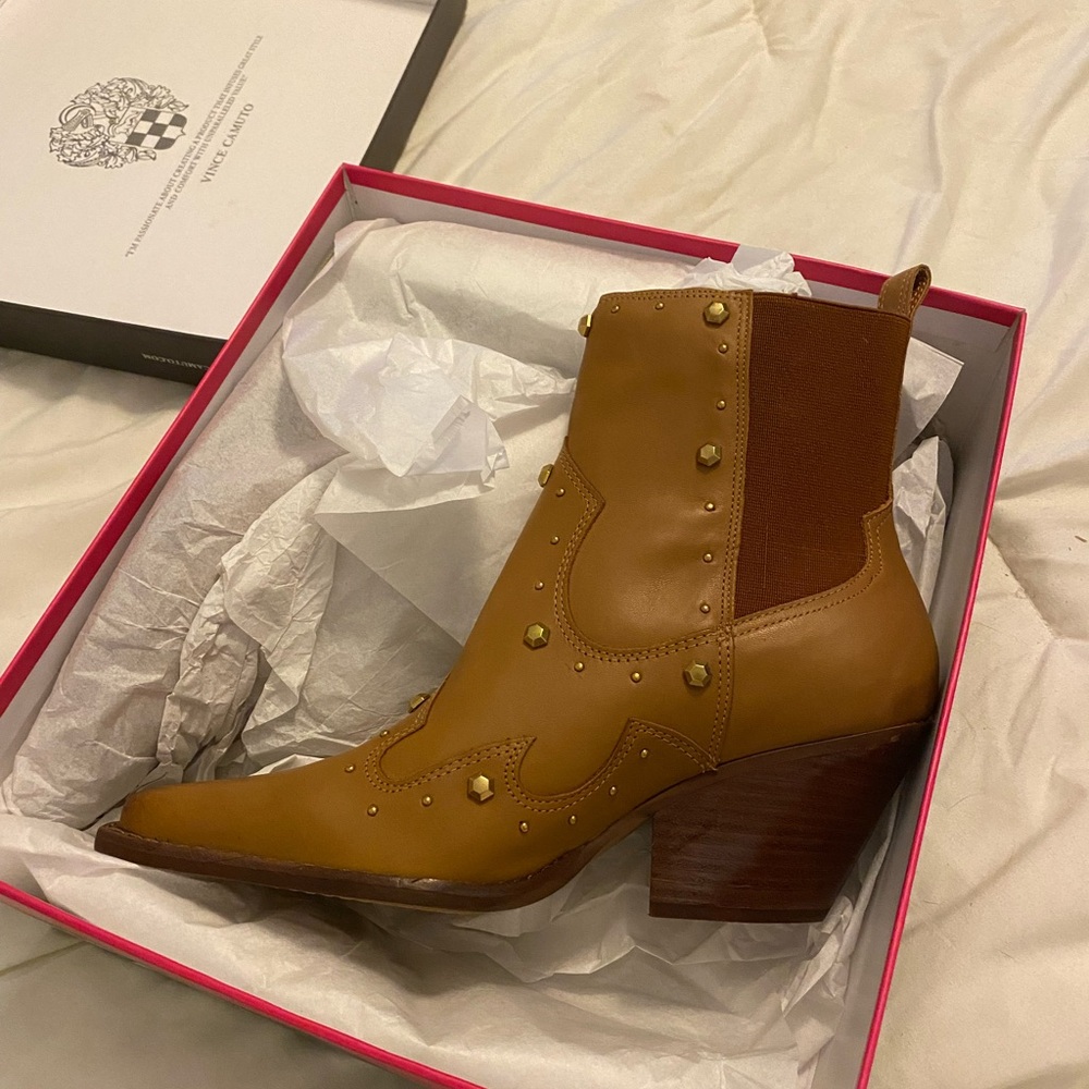 Brown Ankle Boots with Studded Detailing “Norley” by Vince Camuto